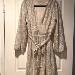 Loft sequin wrap dress - NWT